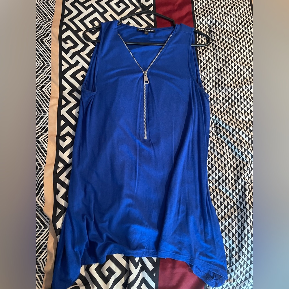Cable & Gauge Royal Blue Tank Top with Zipper